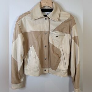 IRO Paris Kireja 100% lamb Leather patchwork Jacket FR 32 $1400